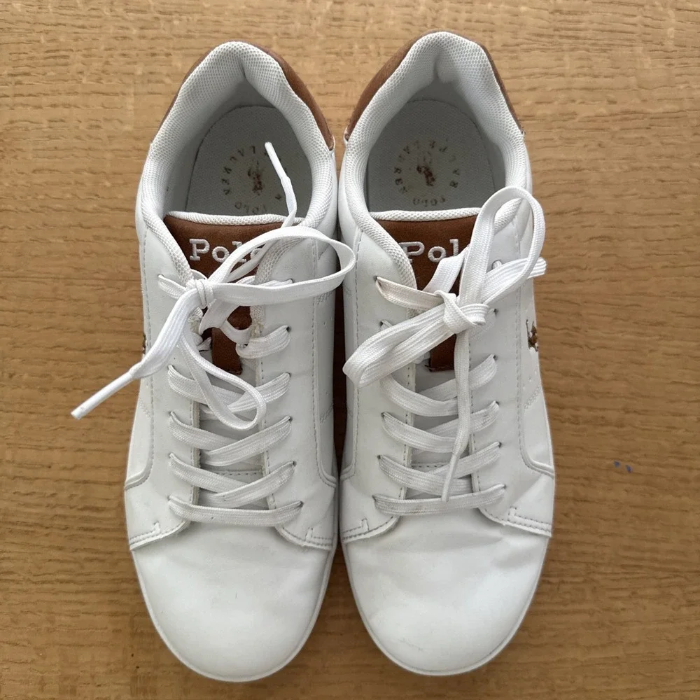 Polo Ralph Lauren Heritage Court II Shoes Mens Size 6.5 White Leather Tennis